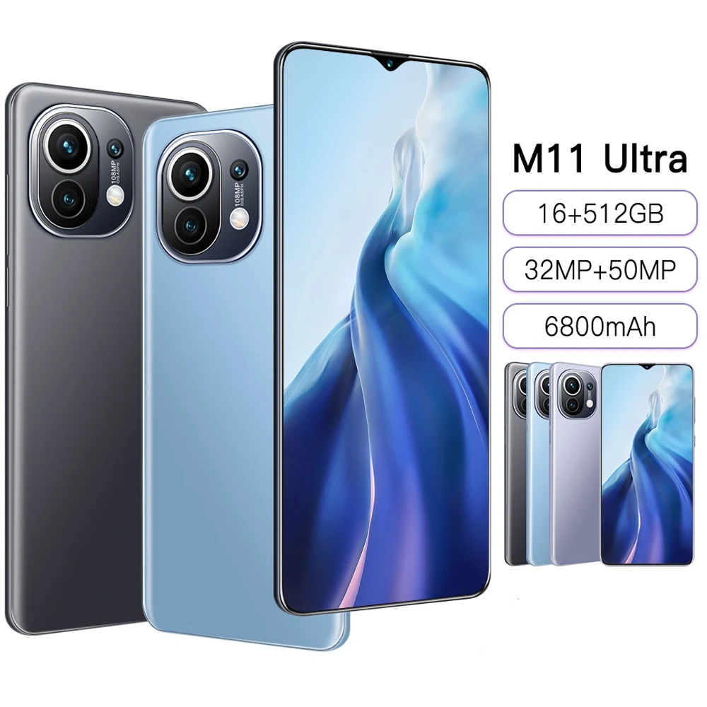Смартфон M11 U1tra, 6,7 дюйма, 6800 мАч, 32 + 50 МП, две sim-карты, 12 + 512 ГБ
