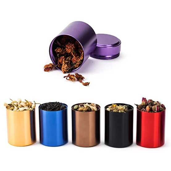 Food Grade Titanium Alloy Portable Mini 63ml Loose Leaf Tea Storage Containers Multipurpose Round Tea Canisters