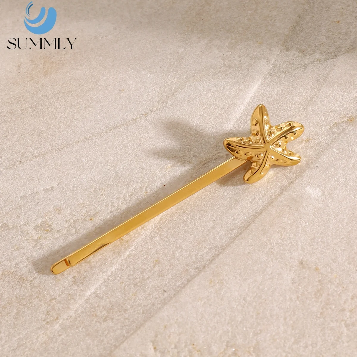 SUMMLY Factory Direct Cheap Price Plain Stainless Steel Starfish Hair Clip Metal Straight Clip Hair Accessory