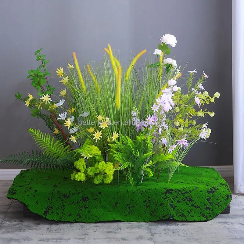 Artificial Flower Restaurant Decoration  Green Leaves White Flower Row Stage Layout Props Silk Table Flower Wedding