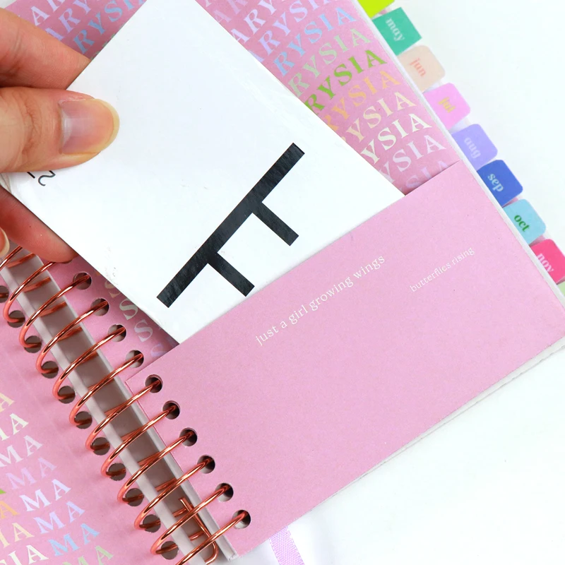 Spot UV Coating Journal Manufacturers Custom Printing Pocket Agenda Personalized Spiral Monthly Planner with Tabs