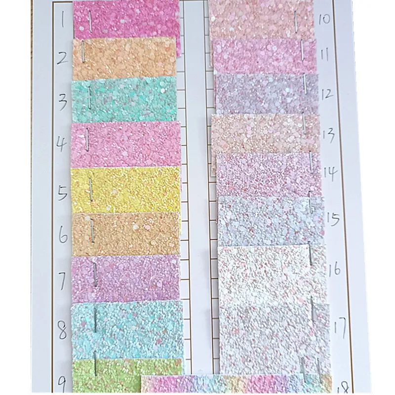 New Designer 1 mm A4 Size Laserable Chunky Shimmer Vegan Shiny Rexine PU Glitter Leather Sheets for Crafting DIY Shoes Bags Bows