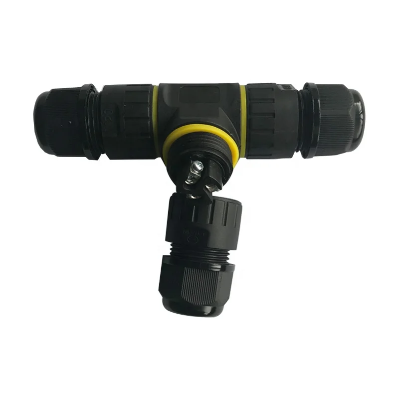 3 4 Pin Screw Type Original Manufacturer Strong Sealed Lighting Electrical Waterproof T Shape Connector IP68