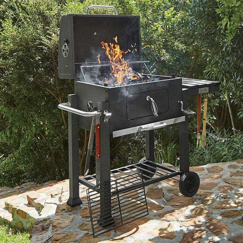 Hot Selling Trolley BBQ Grill Outdoor Charcoal BBQ Table Movable Barbecue Grill