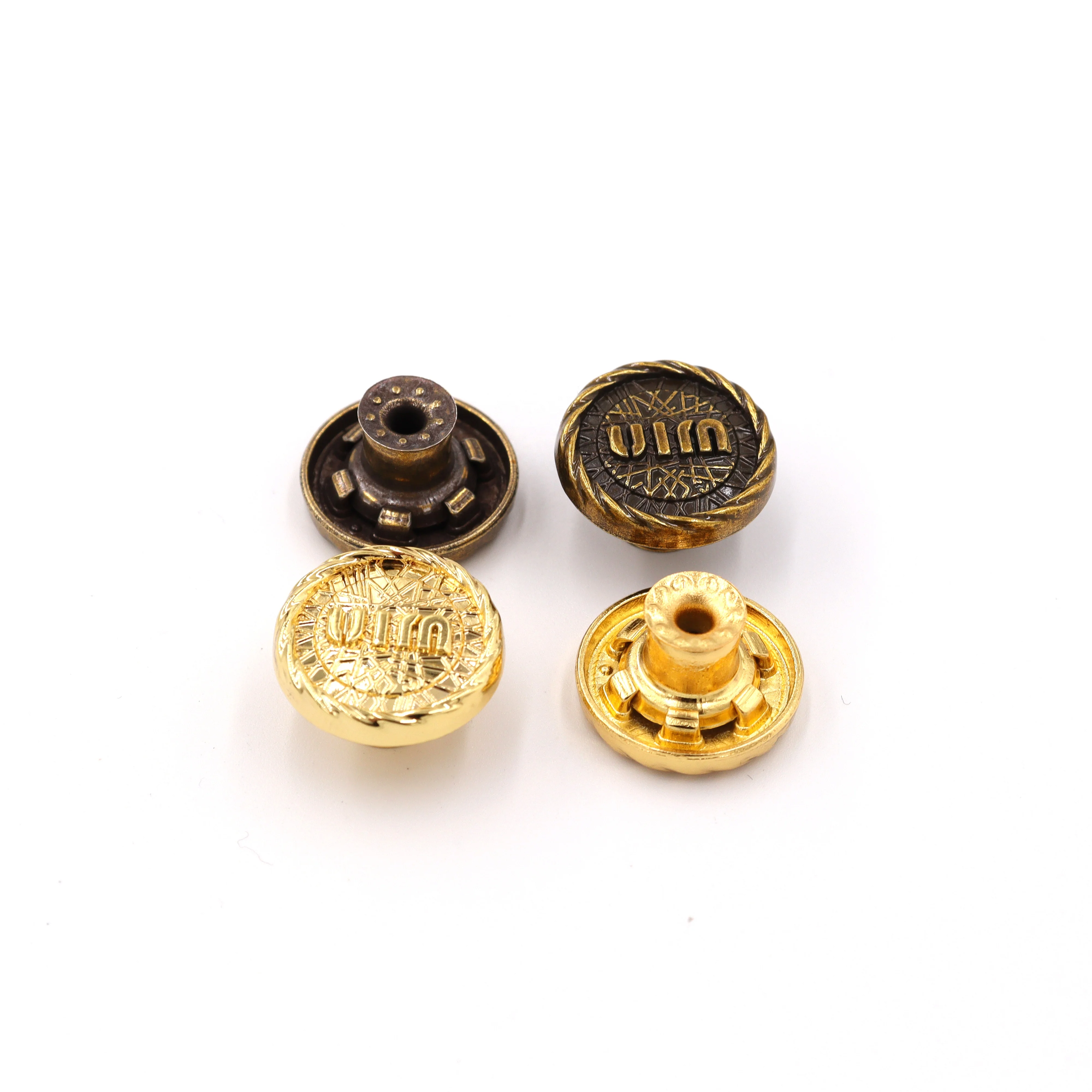 OEM ODM Manufacturers custom brand logo zinc alloy metal denim jean button and rivets