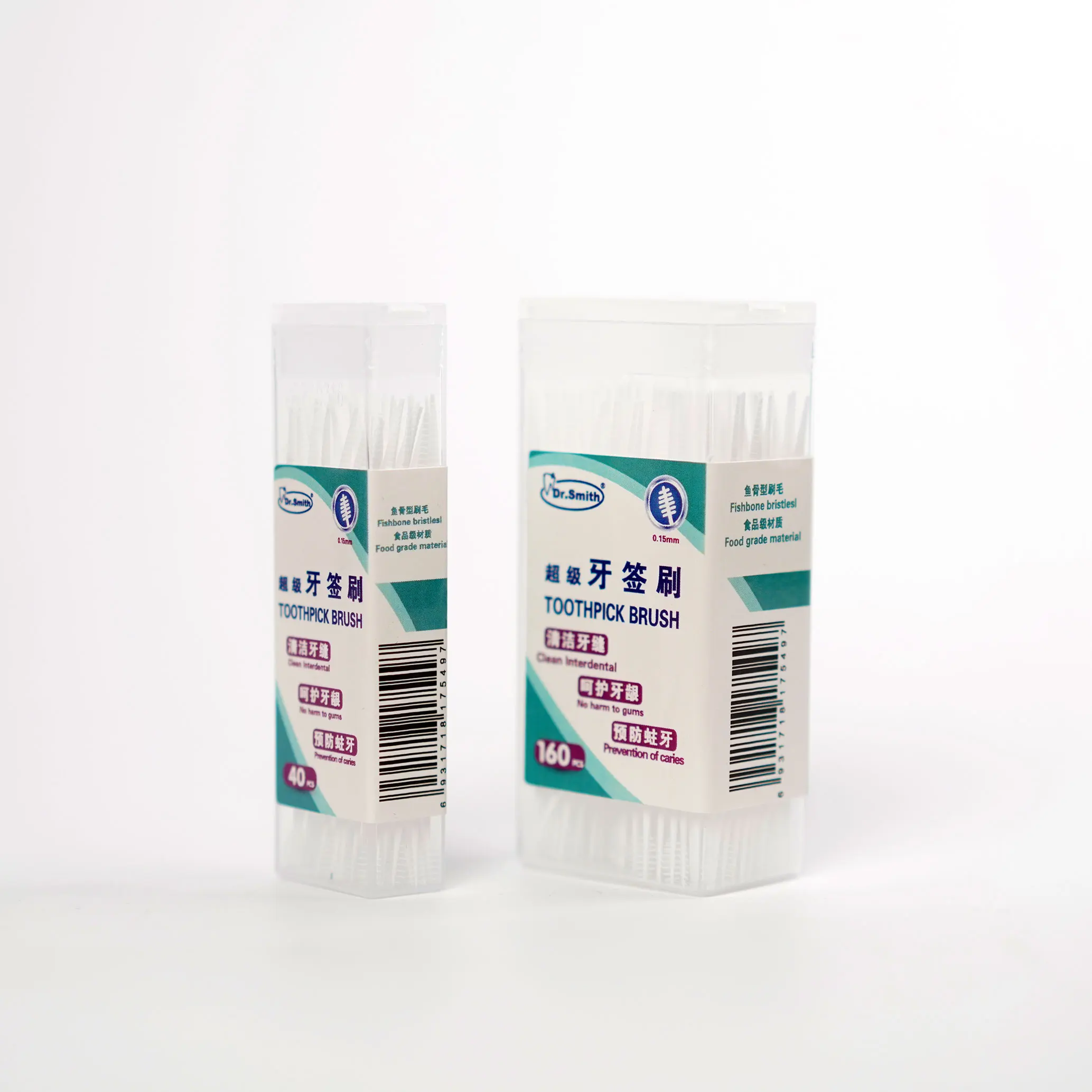 Пластиковая зубочистка с одной стороной межзубной щеткой, щеткой и зубочисткой