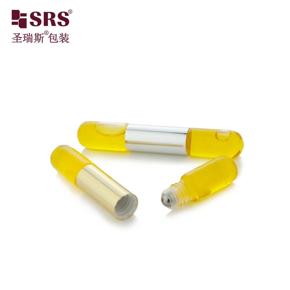 Empty Double-ended Essential Oil Glass Roll On Bottle 3+3ml 4+4ml 5+5ml Skin Care Serum Glass Bottle With Steel Roller Ball