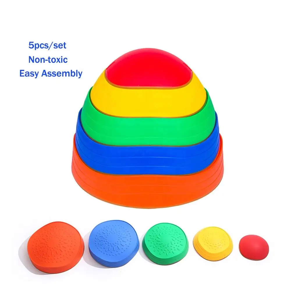 Custom Plastic Kids Educational Toy 5pcs Wave Stepping Stone Balance Stepping For Kids Play Stones