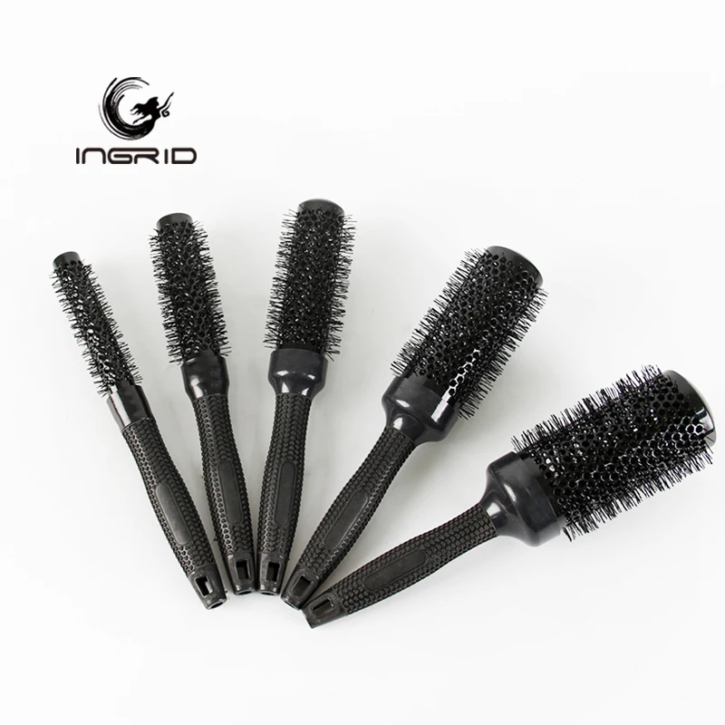 Professional Hairdressing Tool Aluminum Tube Hair comb ionic hair drying brush Ceramic and ion round Thermal hair brush
