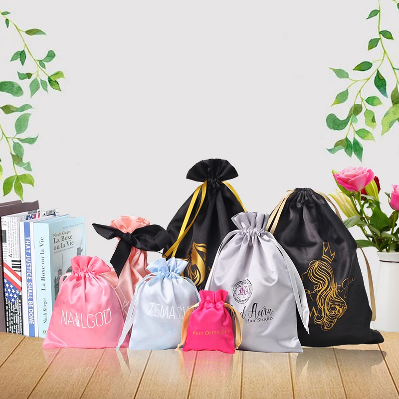 Personalized Luxury Durable Satin Pouch for Jewelry Earring Packaging Satin Dust Bag With Logo Printed