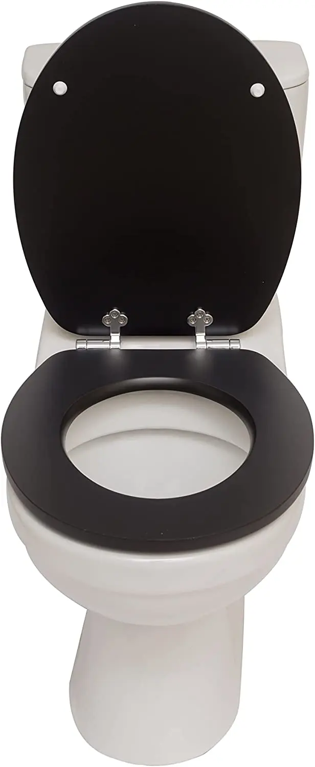 OEM Coloured Matt Black 2 Piece Wood Decorative Elongated Family Hygienic Toilet Bidet Seat Wc