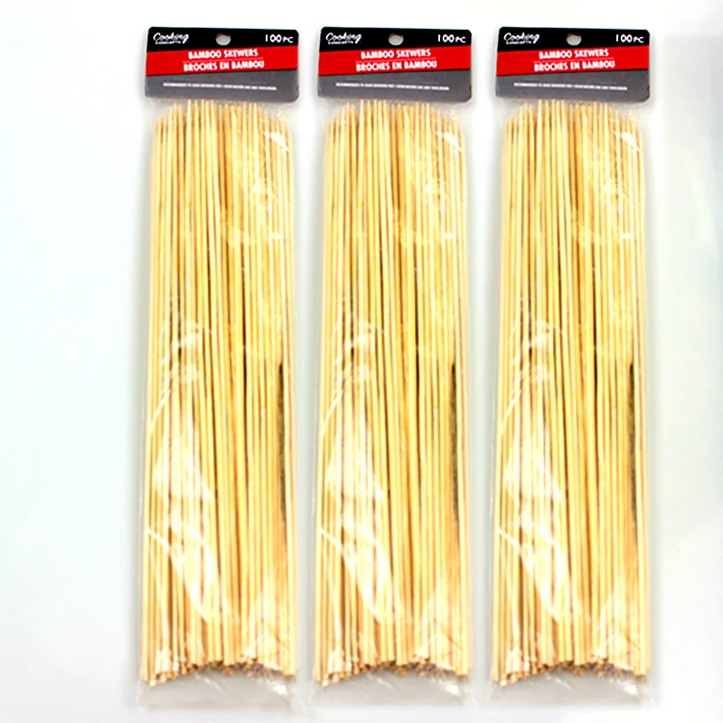 Biodegradable disposable Simple Style Design Natural Environmental Protection Skewer 250mm Disposable bamboo wooden candy sticks