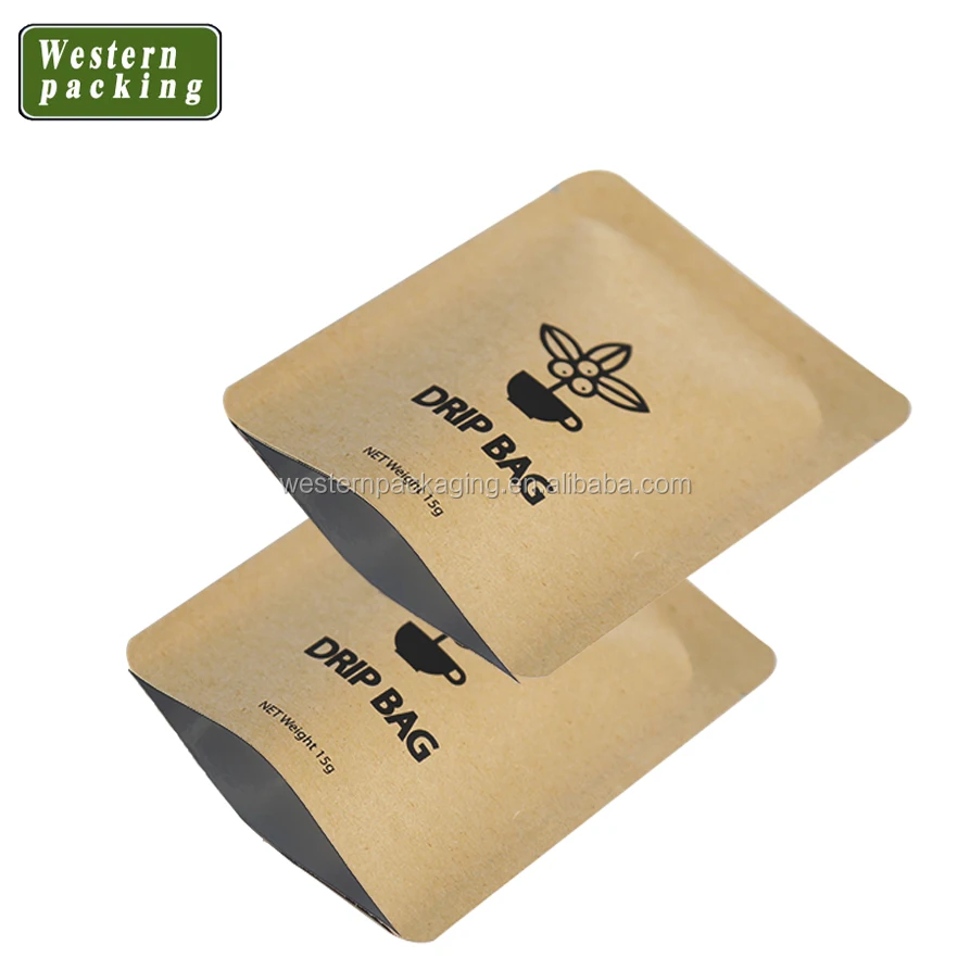 Aluminum foil Kraft paper hanging ear drip filter small coffee envelope sachet packaging bag