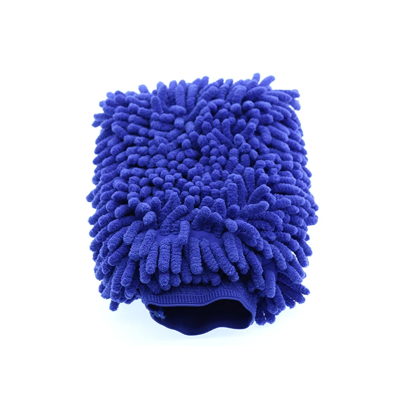 OEM serviced Waterproof double sided blue chenille microfiber glove car care  and wash glove