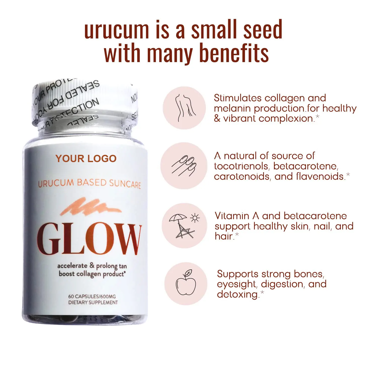 Natural Glow Vitamins A Capsules Antioxidants Melanin Collagen Tanning Pills for Men & Women Skin Health