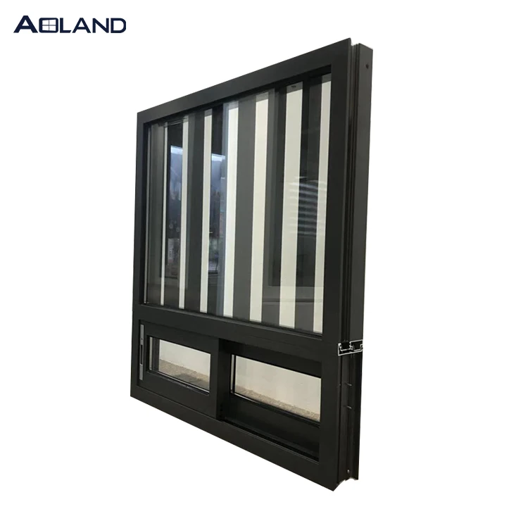 Aluminium frame double glass sliding windows with grill design 24-hour ticket sales windows