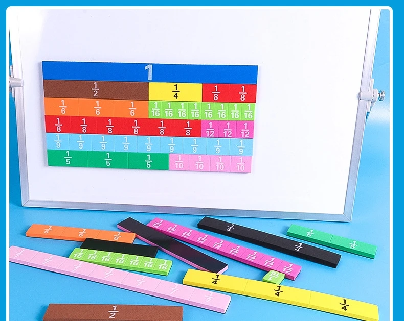 Educational Math Teaching Aids Manipulatives Equivalence 4th Grade Kids Magnetic Fraction Tile
