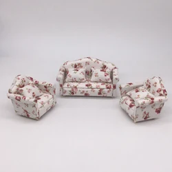 1:12 Dolls House Miniature Furniture Sofa Set/3 Furniture Sofa loveseat w/ cushion Floral Living Room Furniture