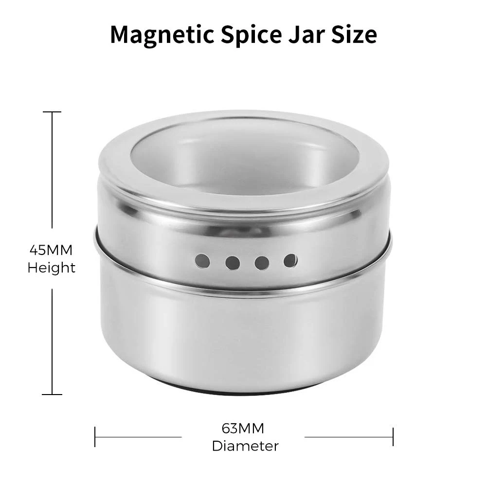 Kitchen 12 Magnetic Spice Tins With Wall Mounted Magnetic Spice Jar With Labelling Stickers Stainless Steel Spice Jar Containers