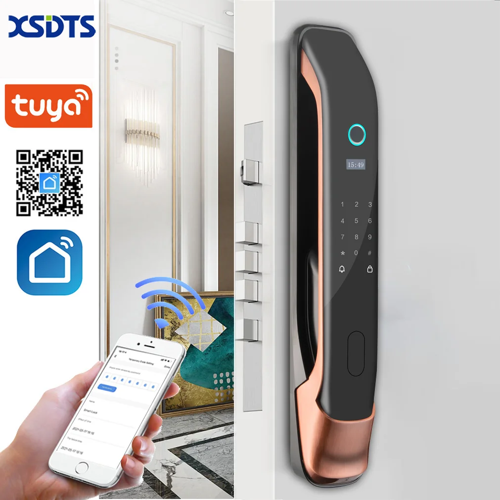 
New Design Smart Lock Work With Tuya Unlock With Fingerprint Password Key Cards APP Support Temporary Password 