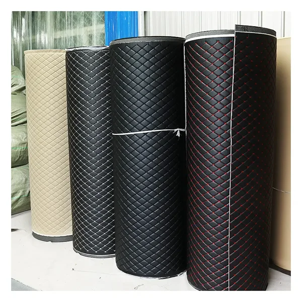 Auto Repair Shop Quilted Embroidery PVC Leather Car Floor Mat Roll For Car Mats & Car Seat Covers