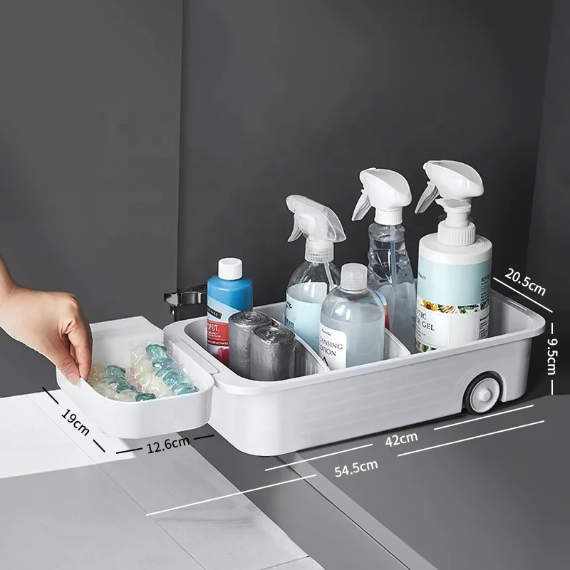 Cupboard Store Storage Caddy Trolley Pull Out Under Sink Organizer