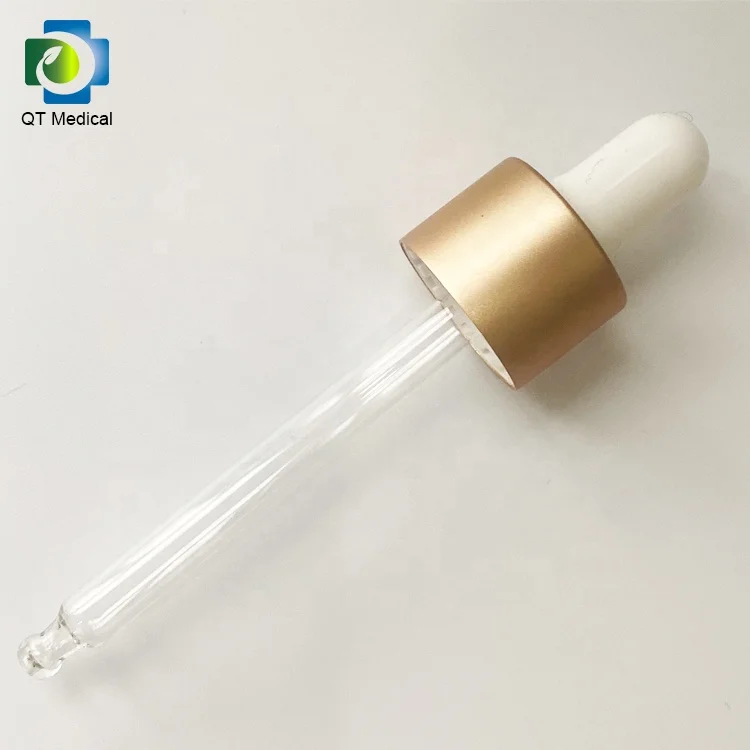 18/410 , 18 / 415 glass dropper pipette with aluminium cap for essential oil