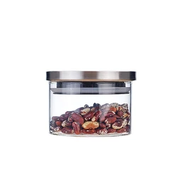 Manufacturers wholesale high borosilicate glass storage jars stainless steel lid sealed cans