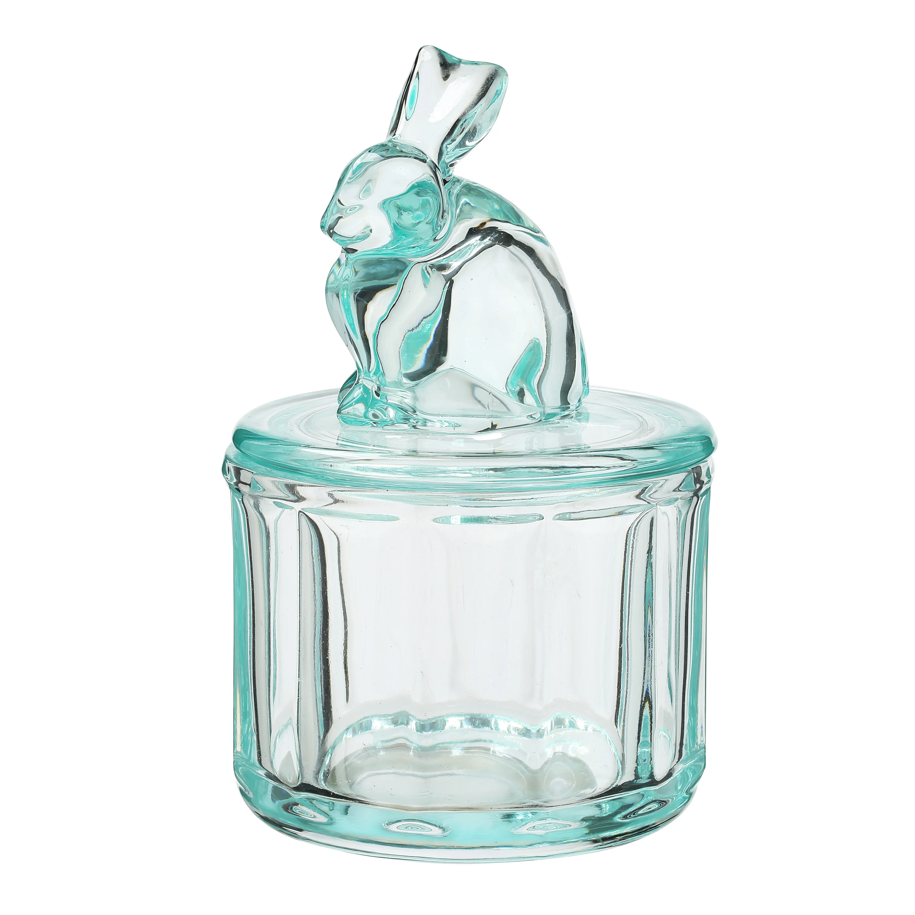 500ml Custom Color  Easter Candy Food Storage Purple Glass Jar with bunny Shape Lid