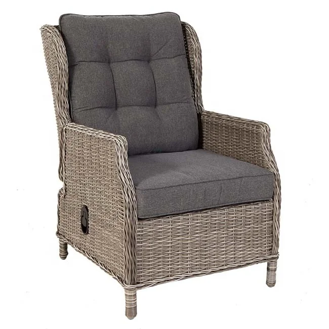 High Back 4pcs Recliner Alu Rattan Outdoor Furniture Sofa Set