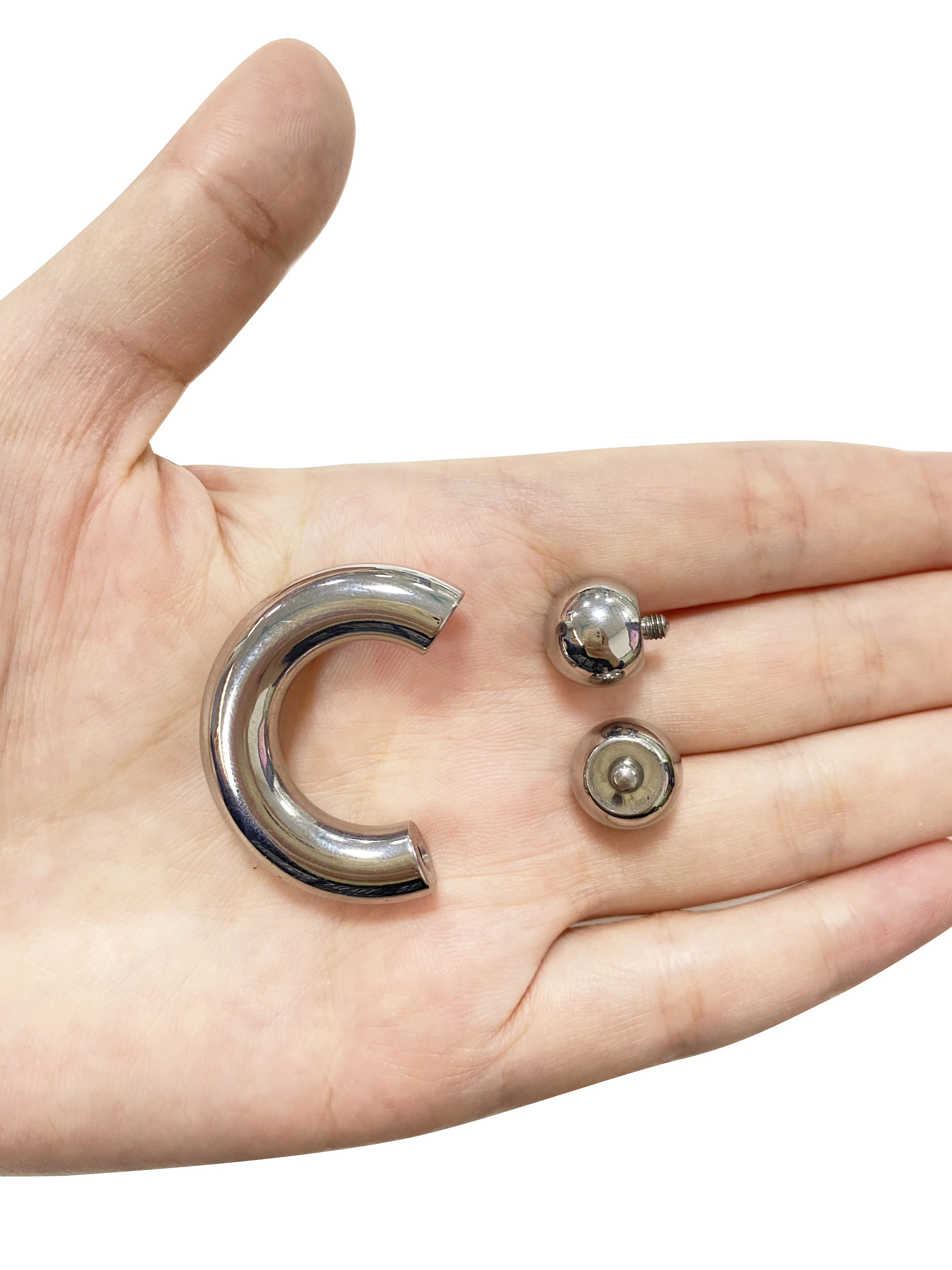 Simple G23 Titanium High Polished Internal Thread Curved Barbell Horseshoe With Balls Hinged Segment Hoop Rings CBR Jewelry