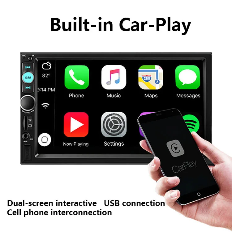 7inch auto electronic mp5 capacitive touch screen car monitor mp3 radio player build-in gps car-play