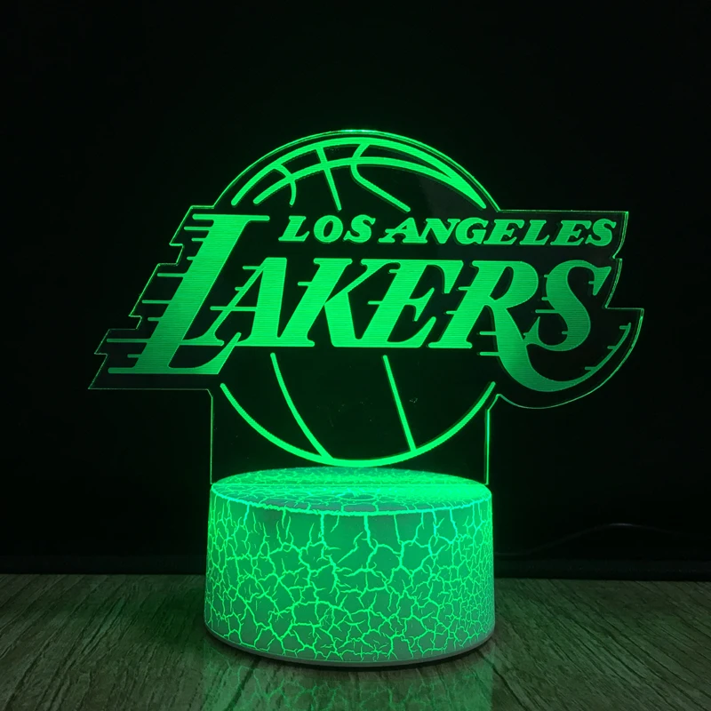 LED Basketball Team Lakers 3D Optical Illusion Lamp Smart 7 Colors Night Light Table Lamp