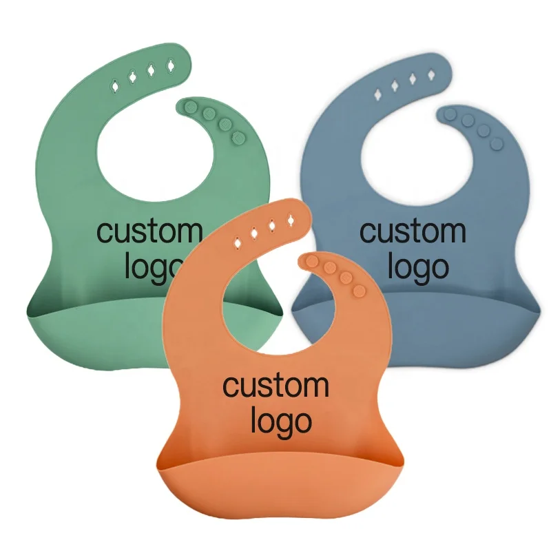 
Custom babero bebe silicone roll up bib baby waterproof silicone baby bib with catcher 