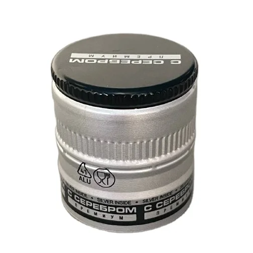 Aluminum screw caps 31,5x35 for alcohol drinks accomplished with EPE/Saranex liners