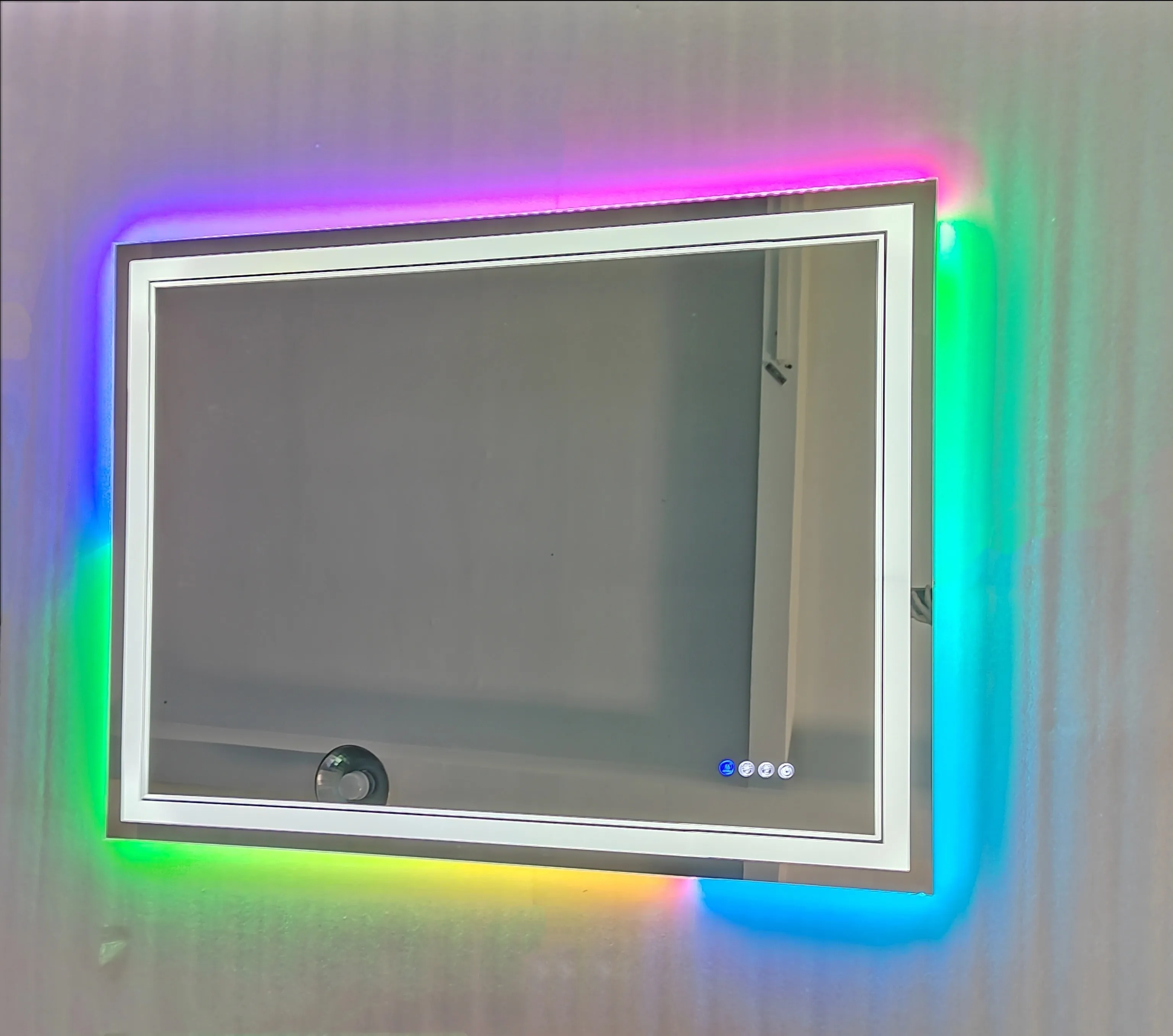 Wall Mount Anti-Fog Oversized RGB Color Changing Lighted Mirror Dimmable Bathroom Mirror