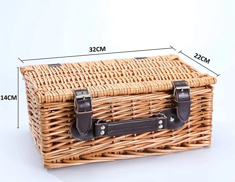 Hot sell customized outdoor holiday empty wicker picnic hamper basket with lid
