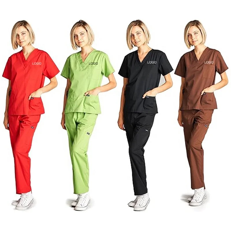Wholesale Custom Stretch Breathable Women Sets Nursing Scrubs Uniformes De Enfermera Para Hospital Scrubs Uniforms Sets Woven