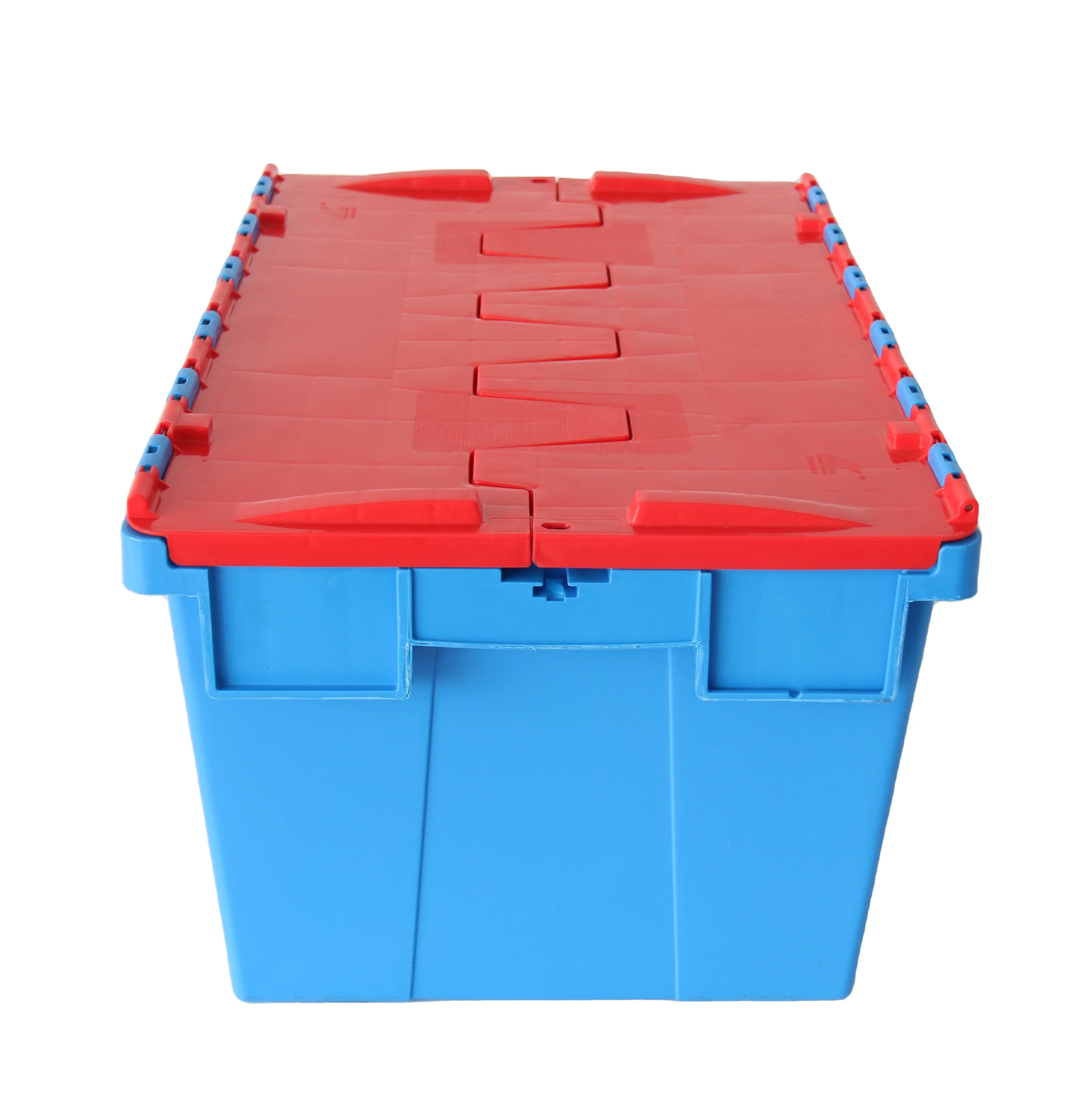 Warehouse Stacking PP Tote Attached lid Nest Plastic Crate Plastic Moving Box