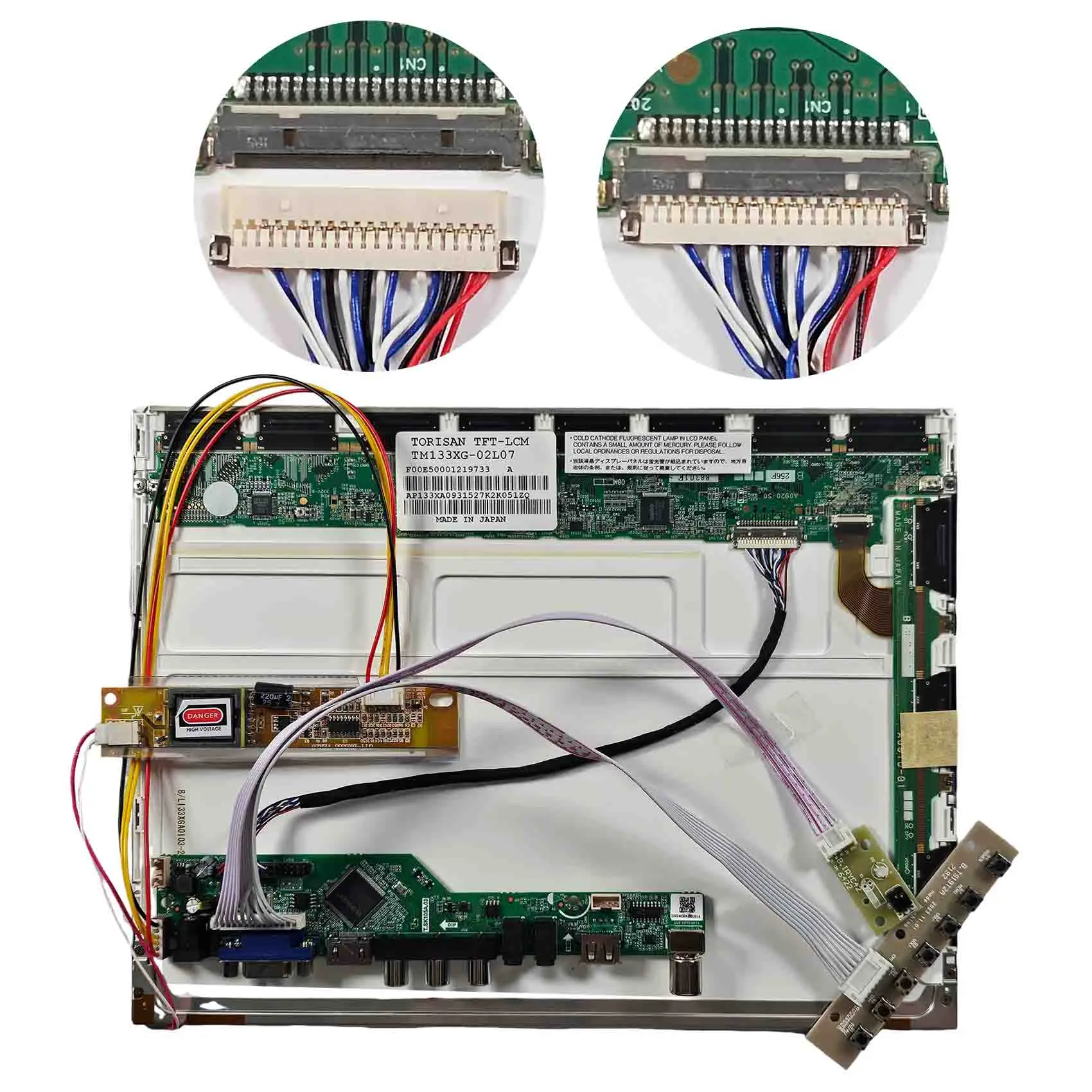 Custom Lcd Display Ccfl Backlight 13.3Inch Tm133Xg 1024X76 Tft Lcd Display Module With Hd-Mi Vga Av Usb Rf Digital Tv Board