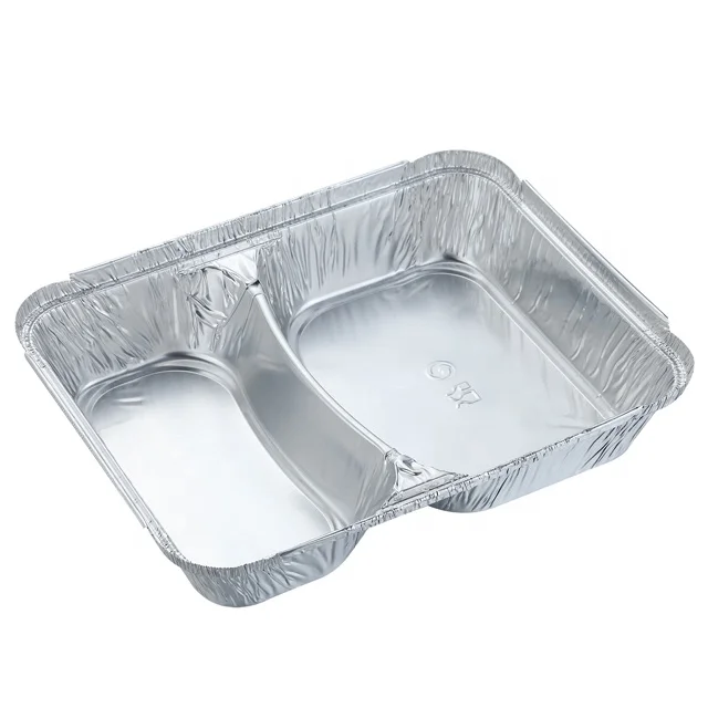 Barquettes РАООС Alu jetables-2 compartiments Глубокий 23*18*4 см R808L, контейнер из алюминиевой фольги с крышкой REC23184I-2-CA yysmallcap