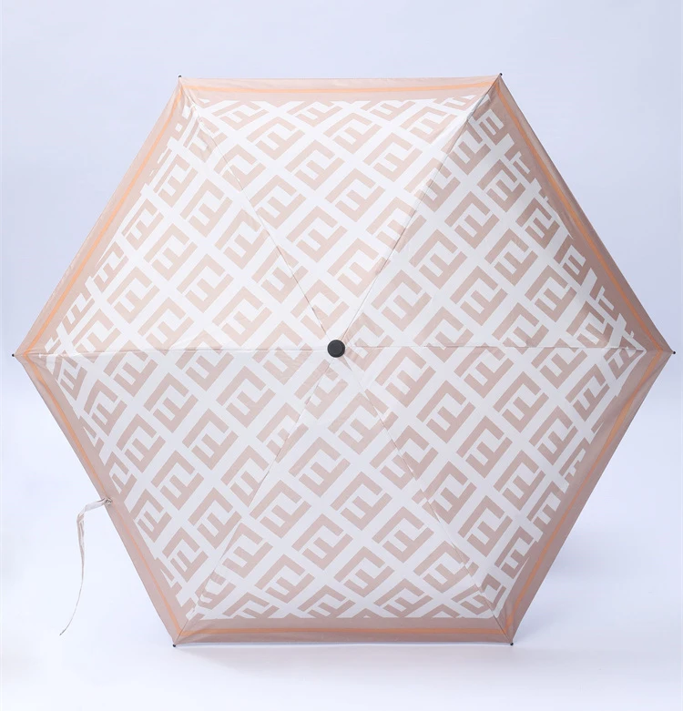 Good quality wholesale five-folding umbrella with black coat and pongee umbrella