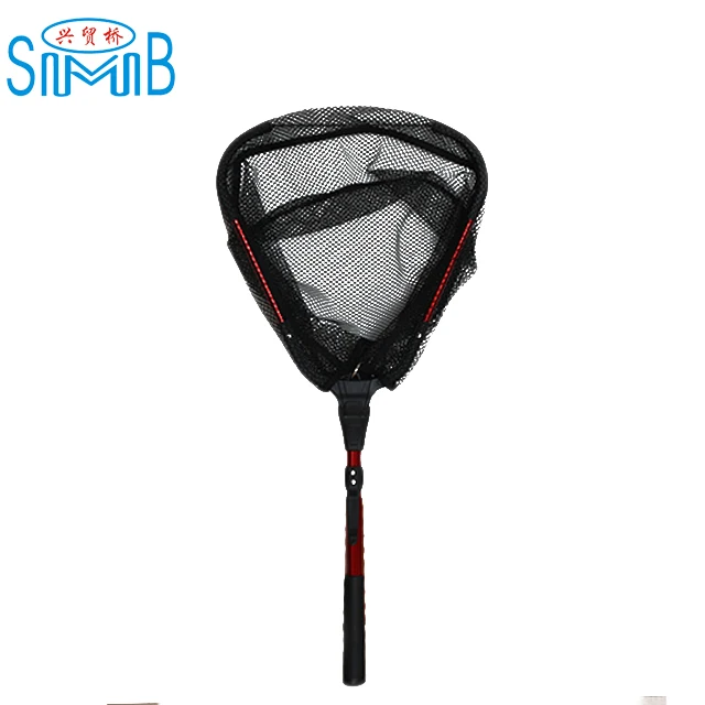 Retractable Ultralight Foldable Nylon Landing Fishing Net  Single Section Wild Lake Handle