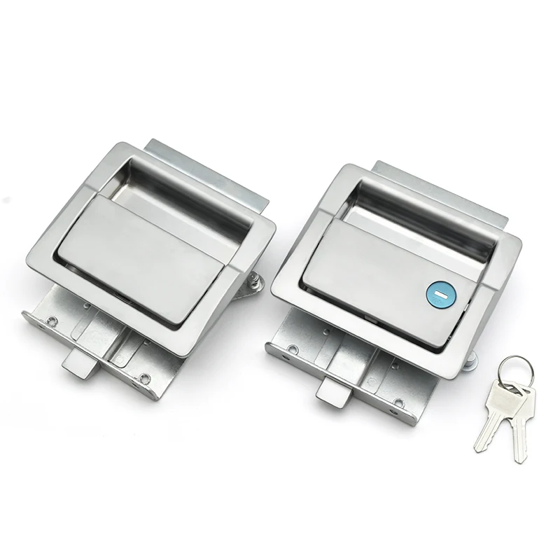 RV Silver Zinc Alloy Square Door Lock A-151R-A Automotive Paddle Latch with 2 Solid Key Trailer Tool Box Door Locks
