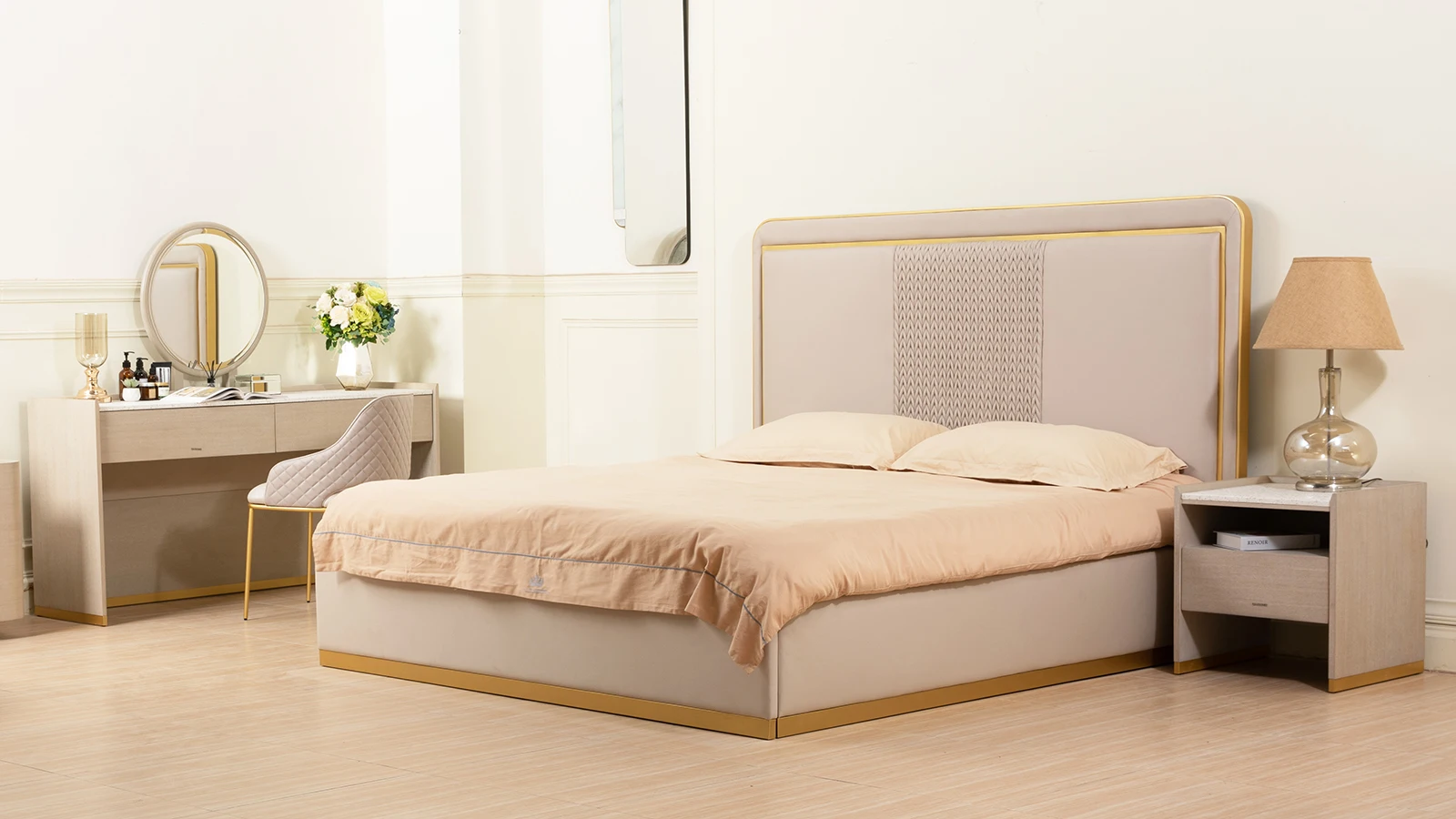2024 New Arrival Luxury Indoor Bedroom Furniture American Style Solid Wood Bed Bedroom Bed