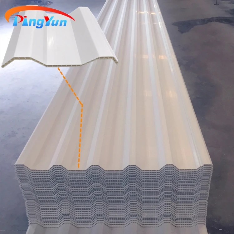 Hollow Corrugated Roof Sheet Roofing Tile UPVC Plastic Multi Wall Pvc Bent Tiles Customised 5.8 Kgs/㎡ PINGYUN 885mm 10mm 40mm
