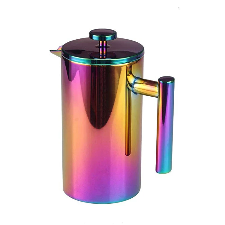 1L Custom Unique Durable Double Wall Rainbow French Coffee Press