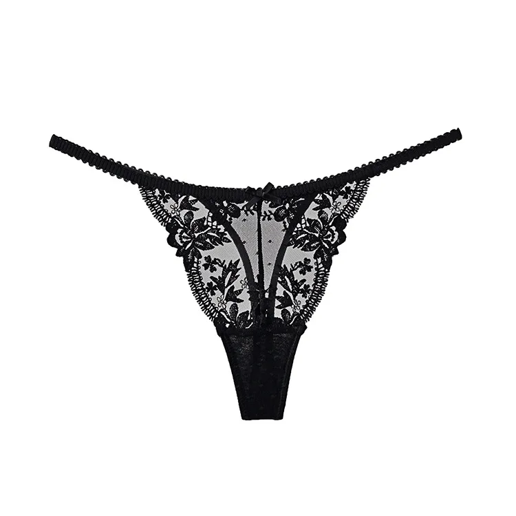 2023 High Quality Custom Luxury Lace Flower Sexy G String Transparent Breathable Girls Tight Lingerie Ladies Thongs