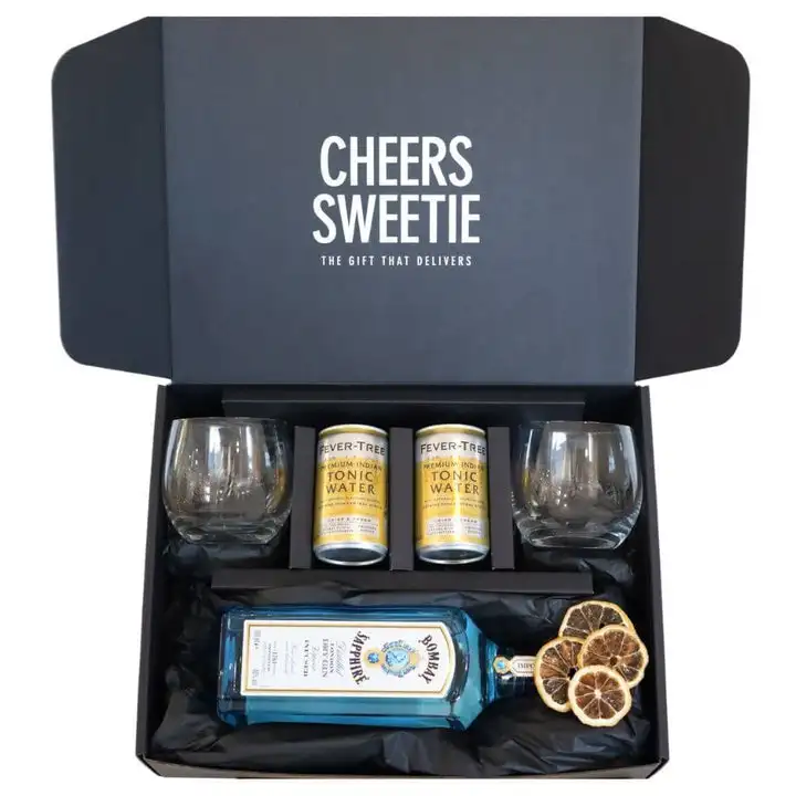 Customized Printing Foldable Wine Box Luxury Whiskey Vodka Bottle Box  Wine Gin Gift set Cardboard Gift Paper Packaging Box