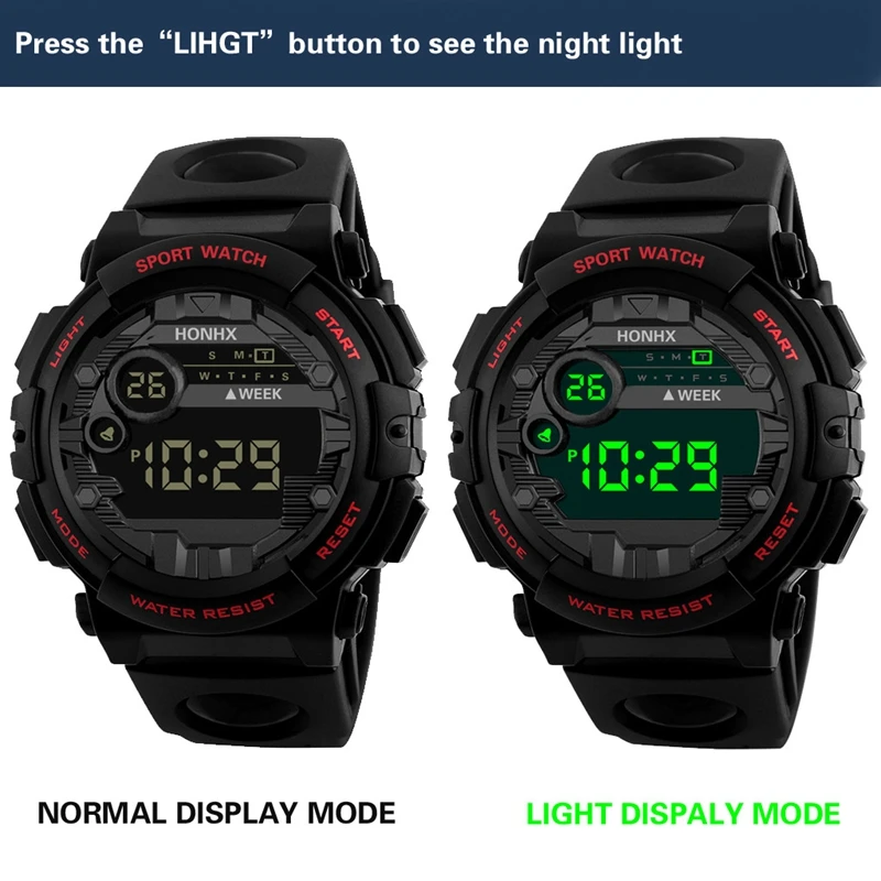 HONHX Brand Luxury Men Digital Watch Men Outdoor Electronic Day Date Clock Waterproof Sport LED Wrist Watch relogio NEW